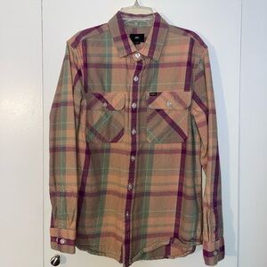 Men’s Obey Cotton Flannel Pink Purple Green Size Small